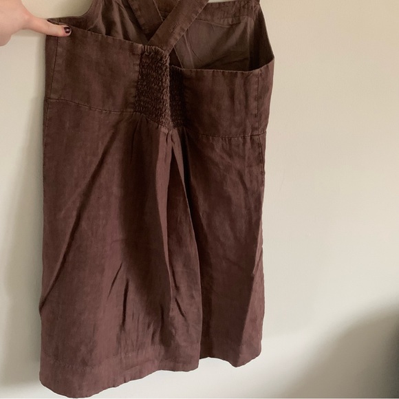 Faherty Cocoa Brown August Linen Mini Dress, Medium - Picture 8 of 15